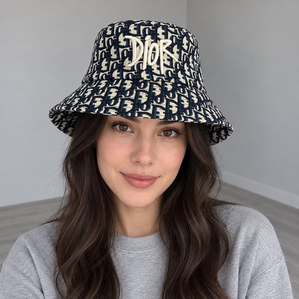 Dior Navy Jacquard Bucket Hat - Picture 2 of 6